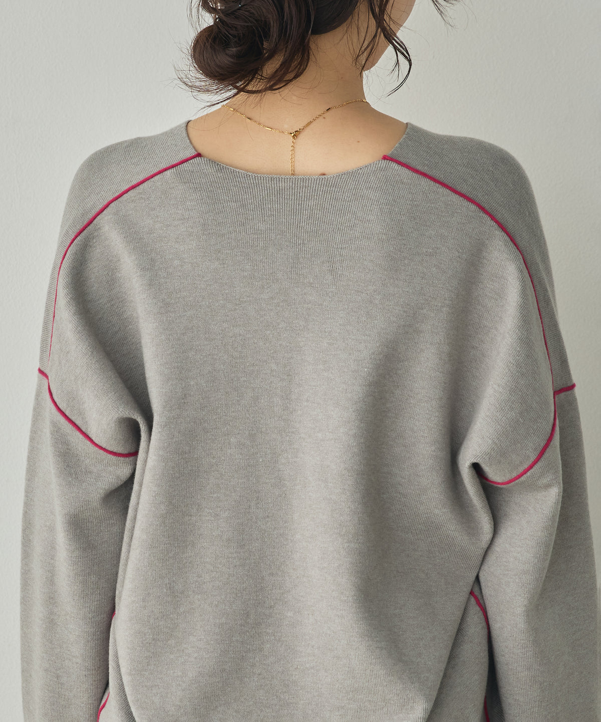 [ANTI-STATIC] YAWAMOCHI YARN COLOR-BLOCKED DROP-SHOULDER KNIT
