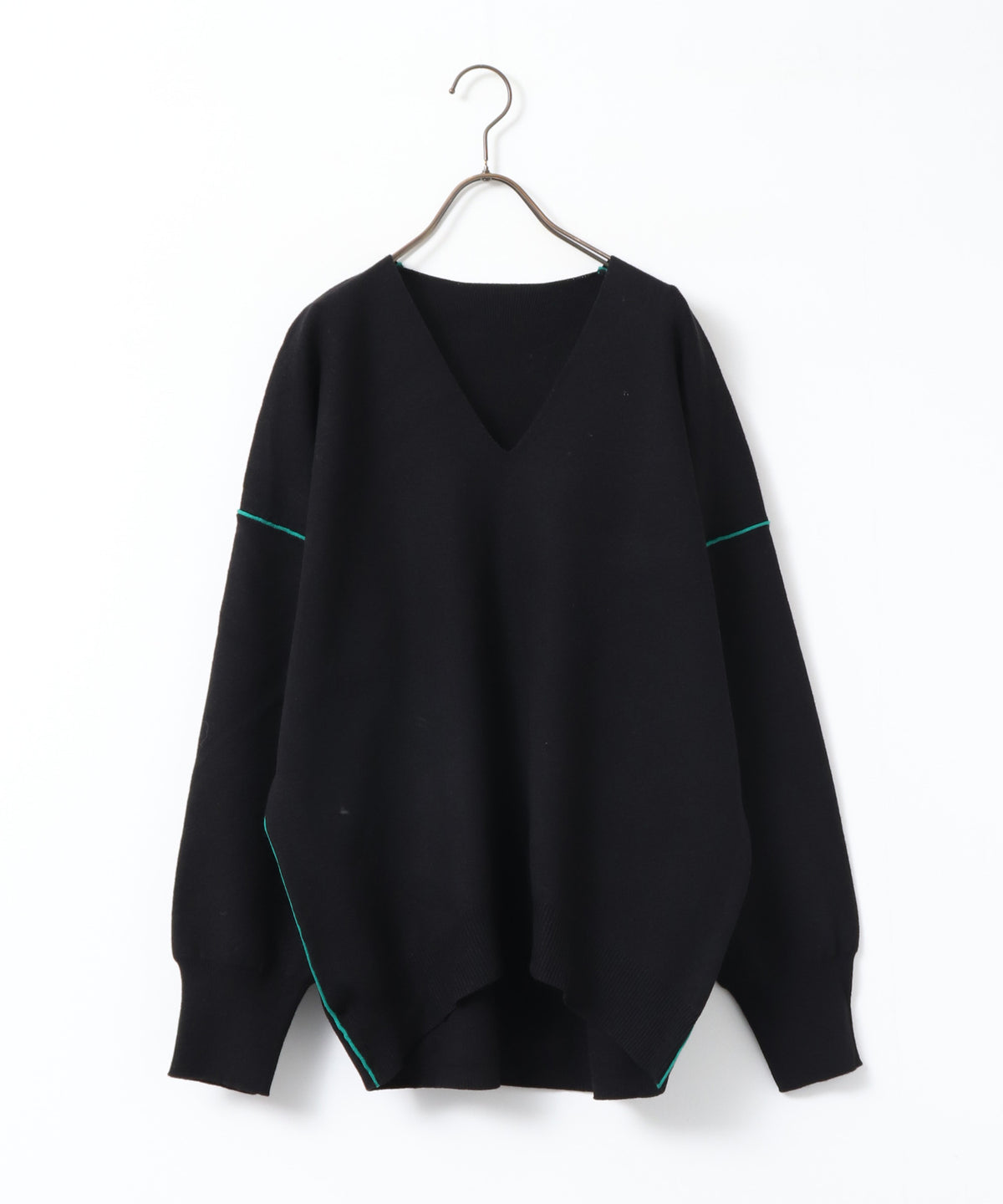 [ANTI-STATIC] YAWAMOCHI YARN COLOR-BLOCKED DROP-SHOULDER KNIT