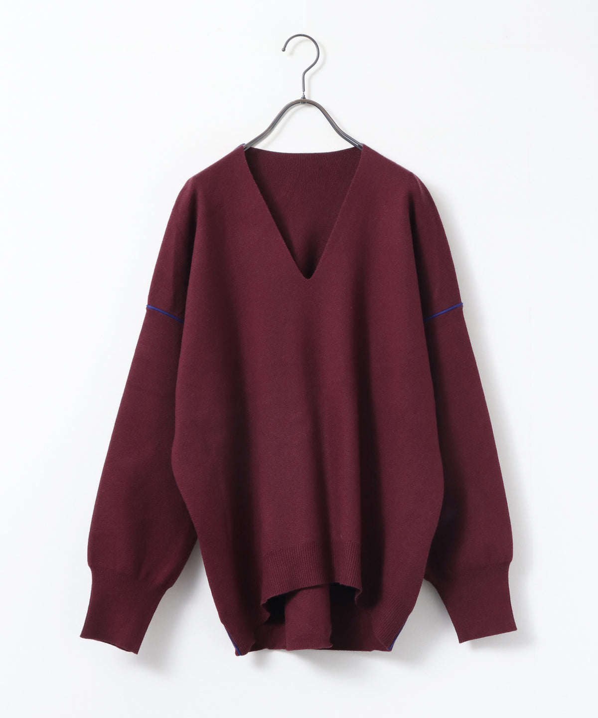 [ANTI-STATIC] YAWAMOCHI YARN COLOR-BLOCKED DROP-SHOULDER KNIT