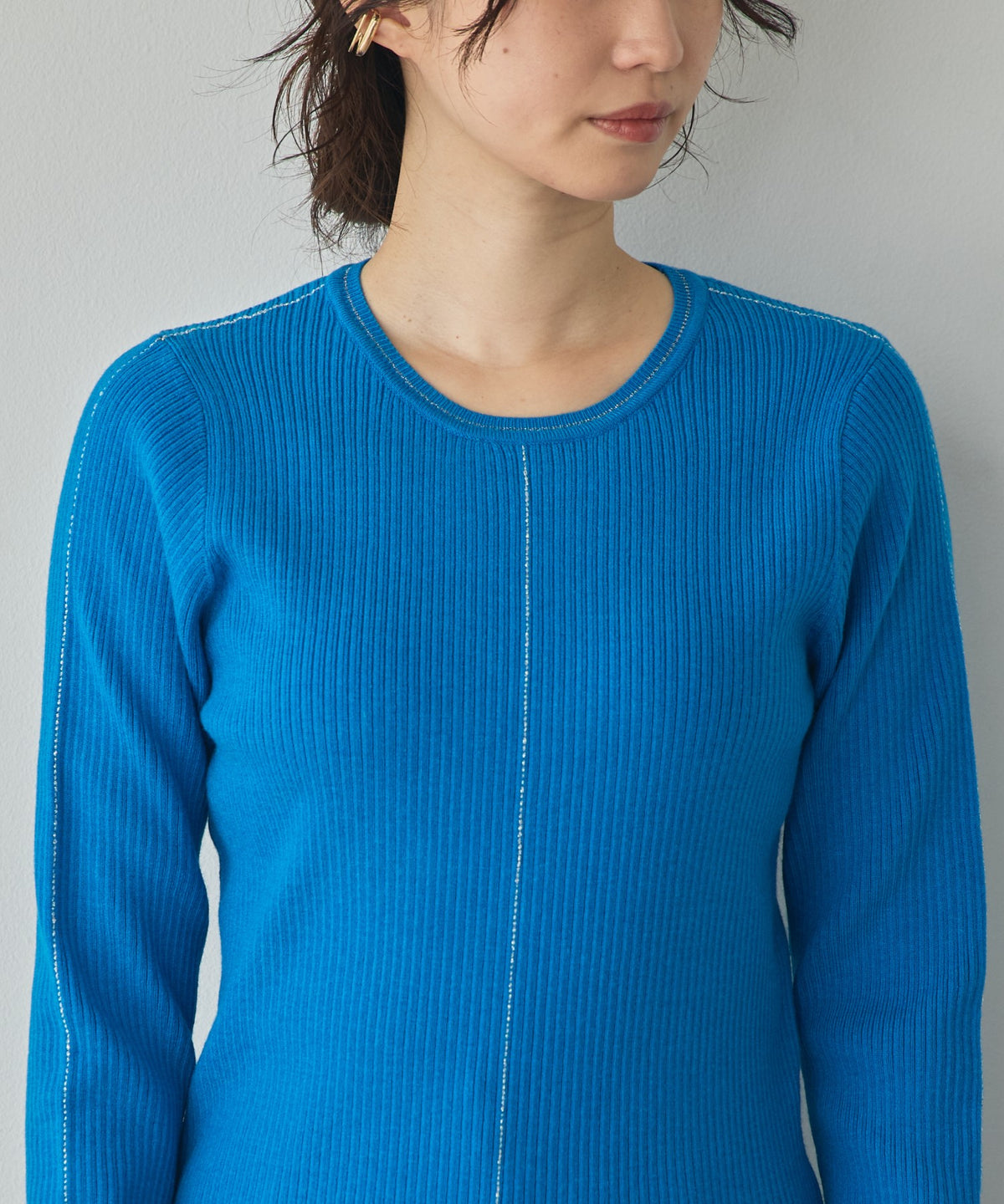 [ANTI-STATIC] YAWAMOCHI YARN WITH SEQUINS CREW-NECK KNIT