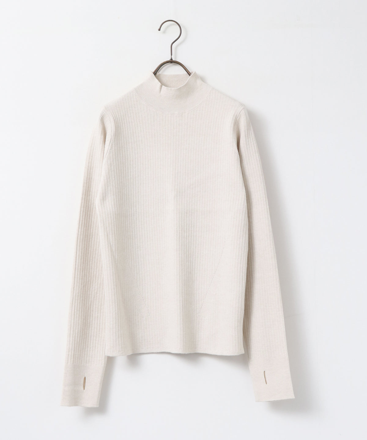 [ANTI-STATIC] YAWAMOCHI YARN THUMB-HOLE HIGH-NECK KNIT