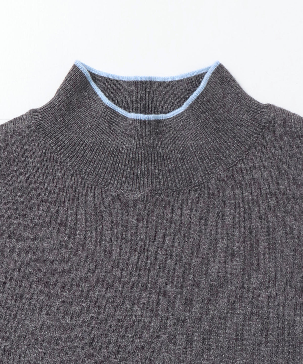 [ANTI-STATIC] YAWAMOCHI YARN RIBBED COLOR-BLOCKED THUMBHOLE HIGH-NECK KNIT