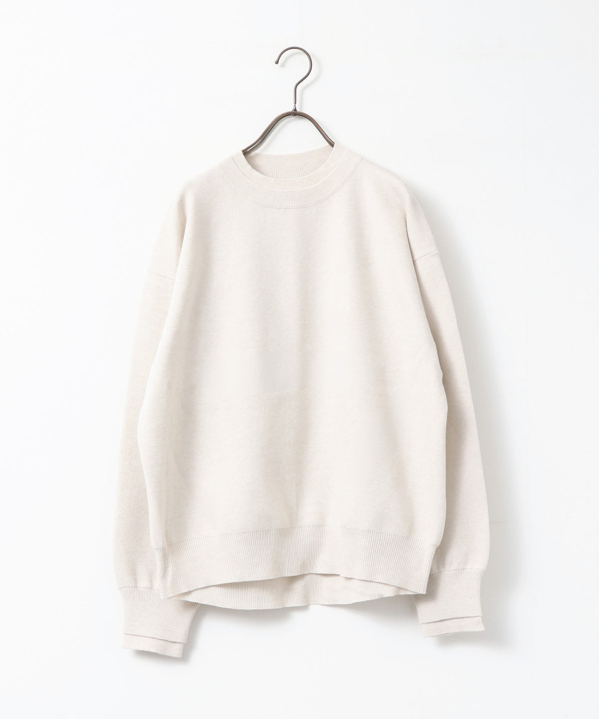 [ANTI-STATIC] YAWAMOCHI YARN CREW-NECK COLOR-BLOCK LAYERED KNIT