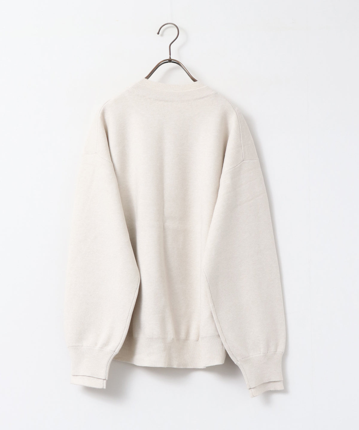 [ANTI-STATIC] YAWAMOCHI YARN CREW-NECK COLOR-BLOCK LAYERED KNIT