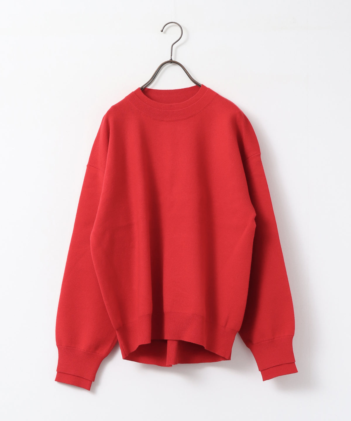 [ANTI-STATIC] YAWAMOCHI YARN CREW-NECK COLOR-BLOCK LAYERED KNIT