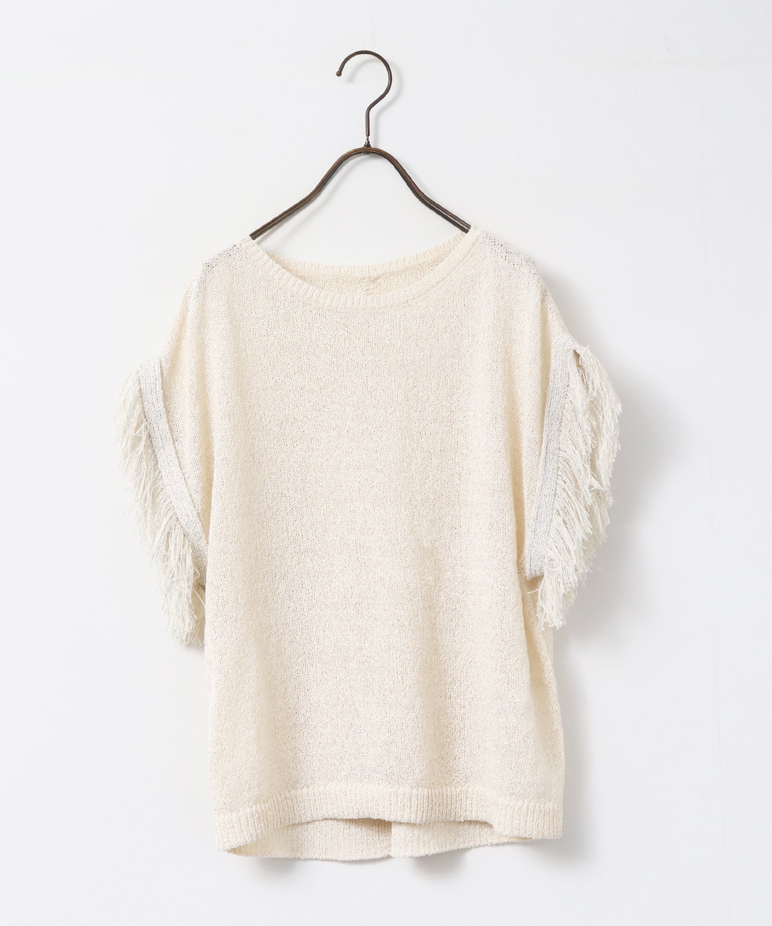 SEQUINED FRINGE-SLEEVE KNIT