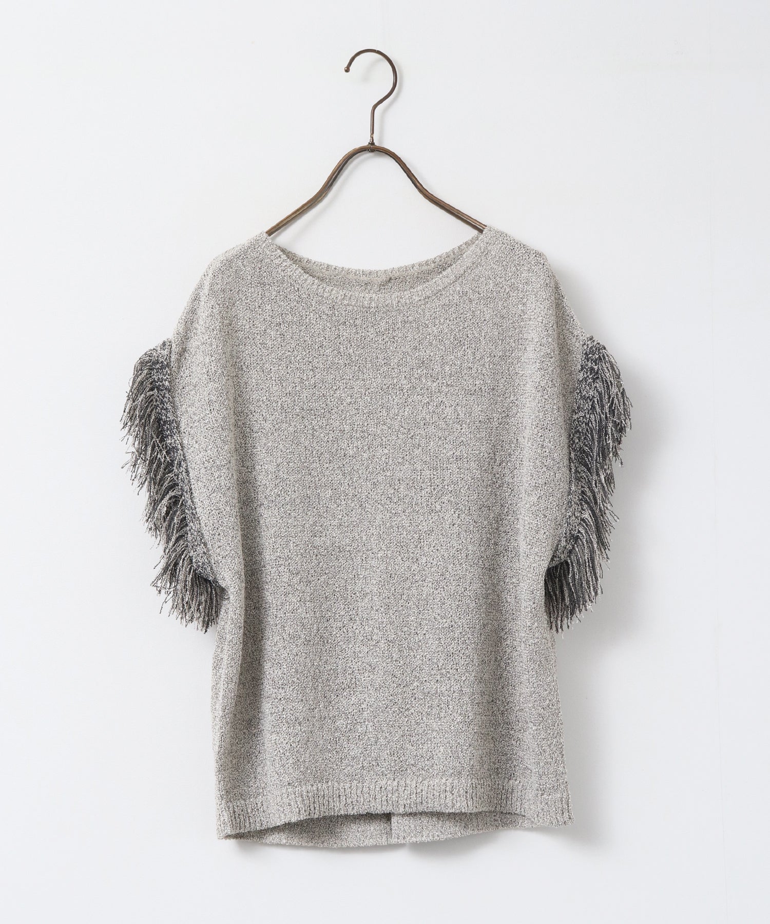 SEQUINED FRINGE-SLEEVE KNIT