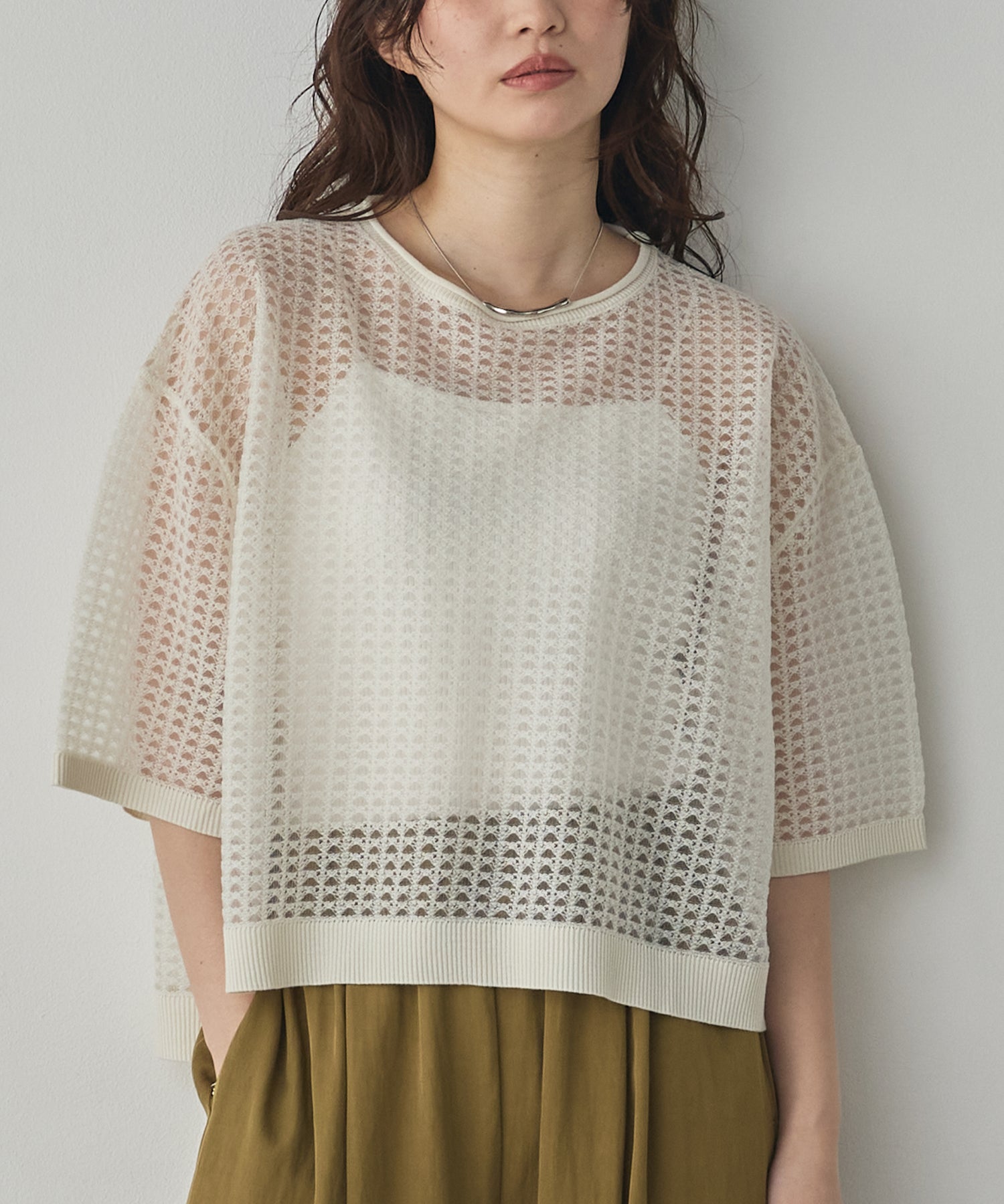 SEQUINED JACQUARD OPENWORK TOP
