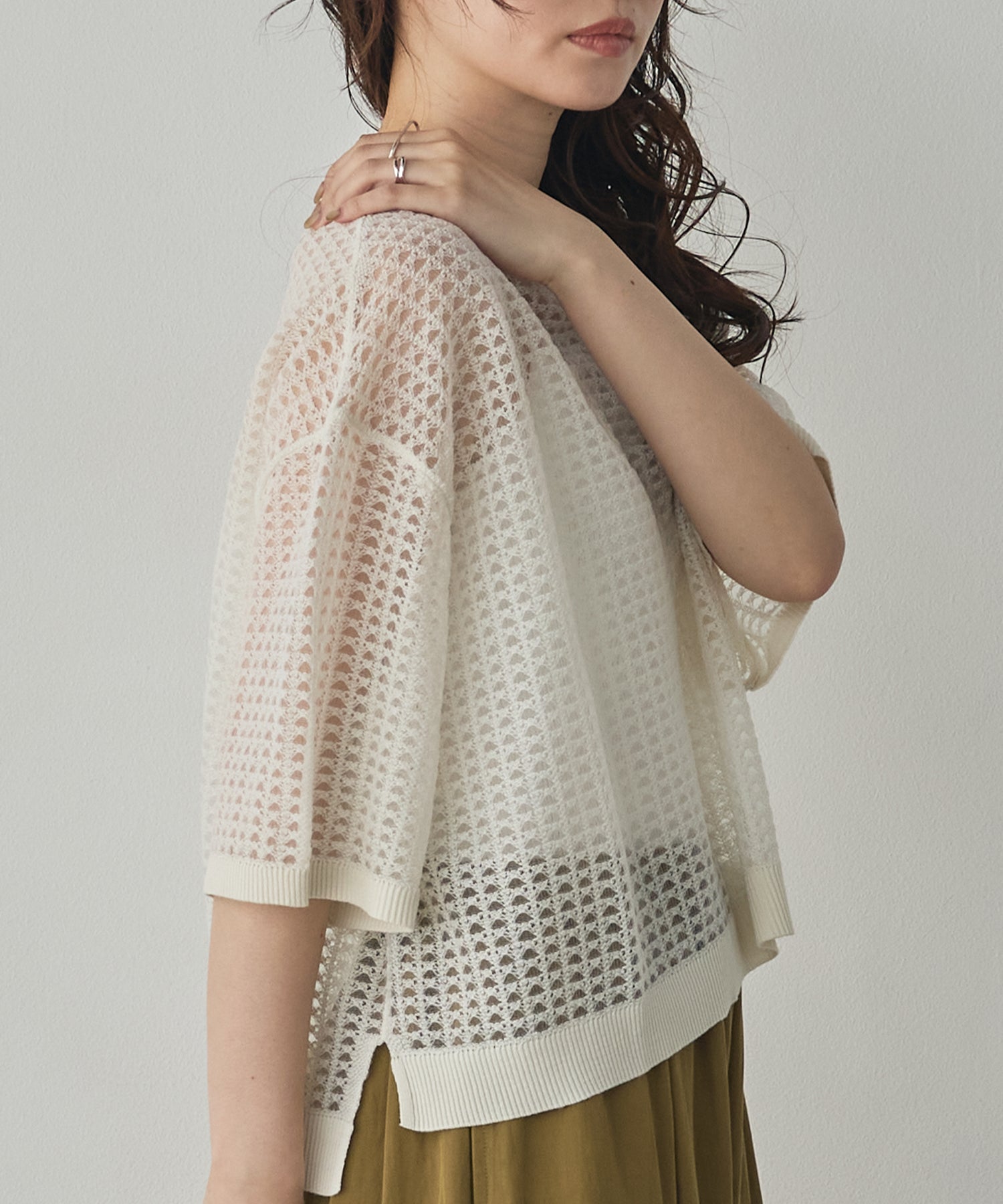 SEQUINED JACQUARD OPENWORK TOP