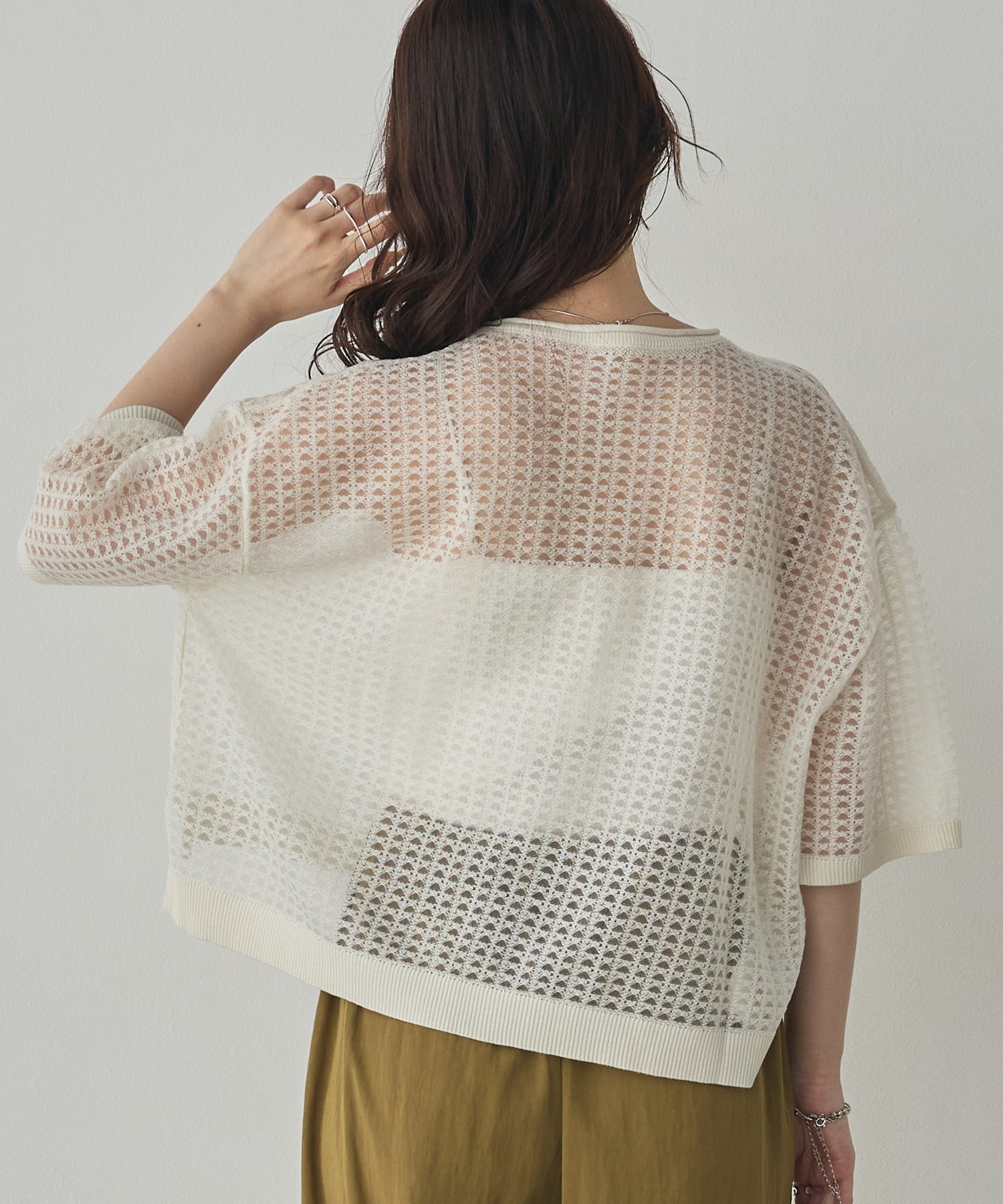 SEQUINED JACQUARD OPENWORK TOP