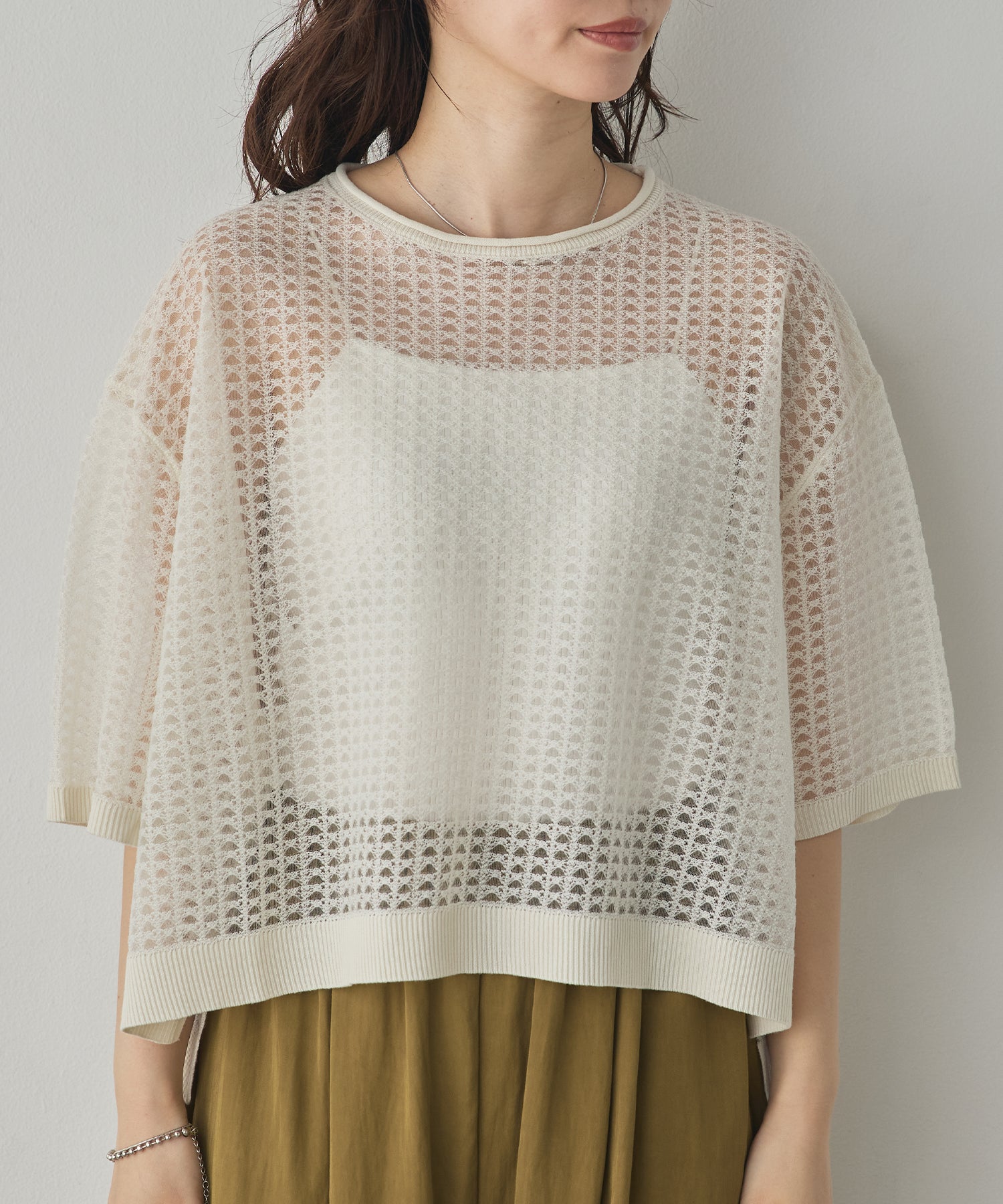 SEQUINED JACQUARD OPENWORK TOP