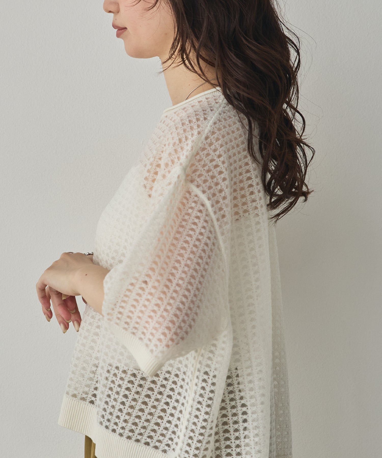 SEQUINED JACQUARD OPENWORK TOP