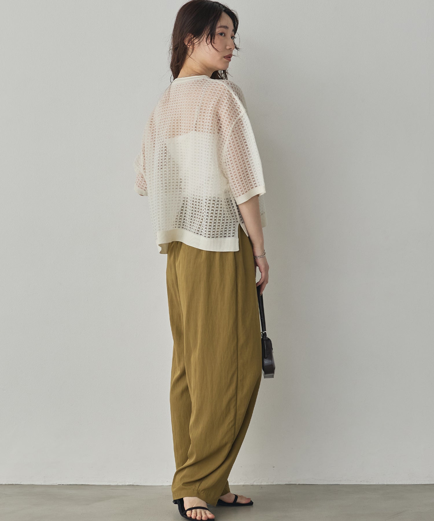 SEQUINED JACQUARD OPENWORK TOP