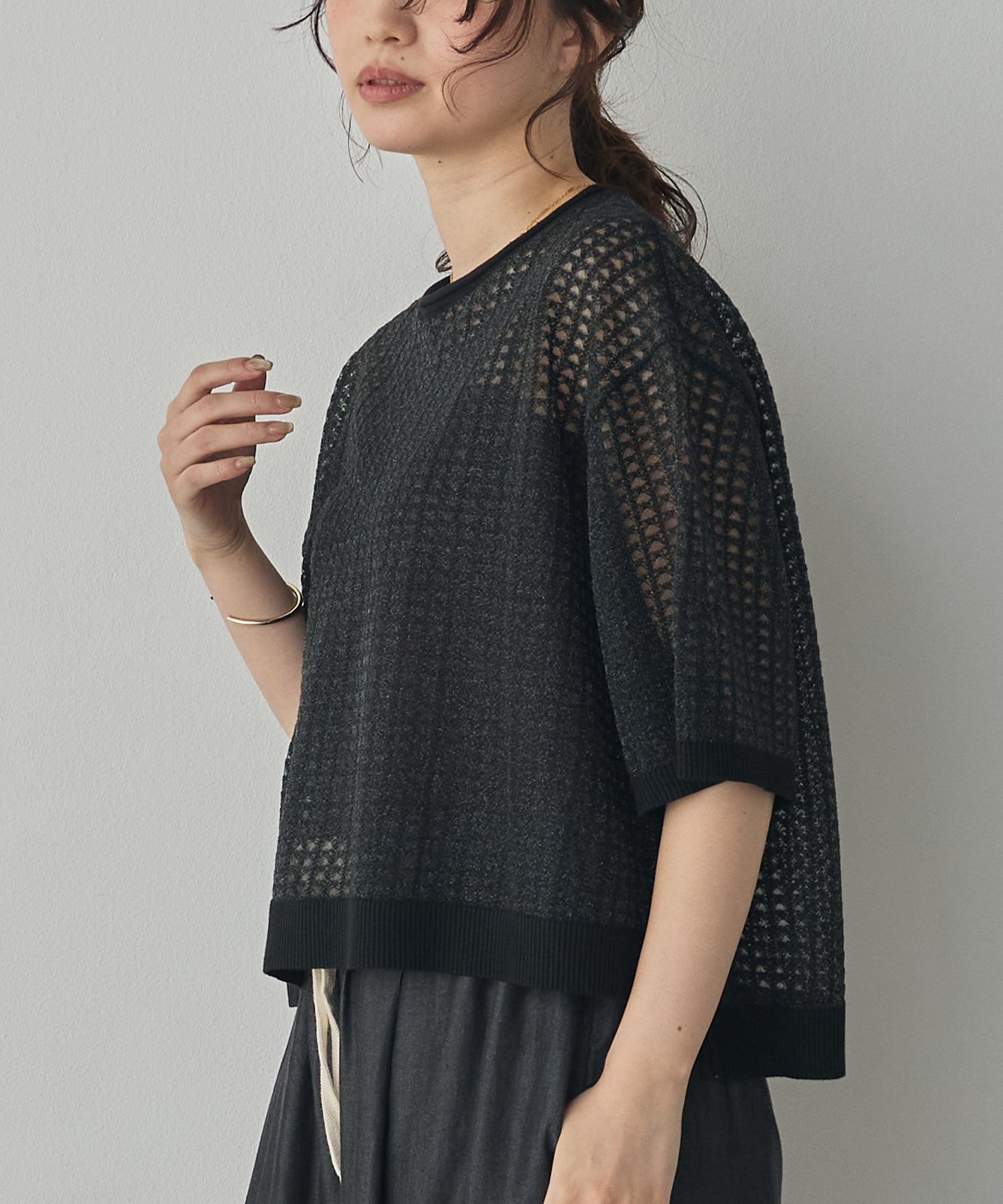 SEQUINED JACQUARD OPENWORK TOP