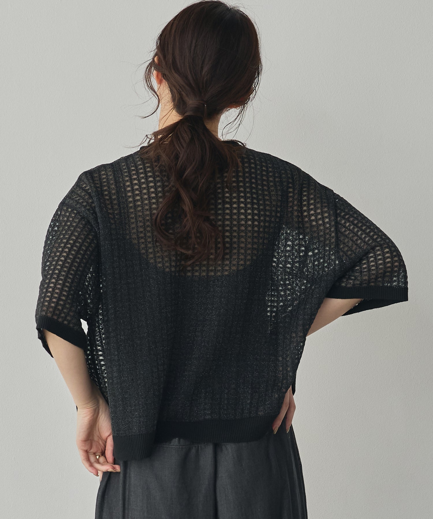 SEQUINED JACQUARD OPENWORK TOP