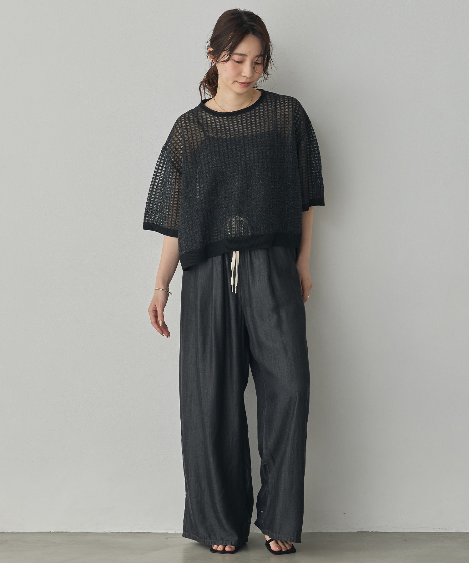 SEQUINED JACQUARD OPENWORK TOP