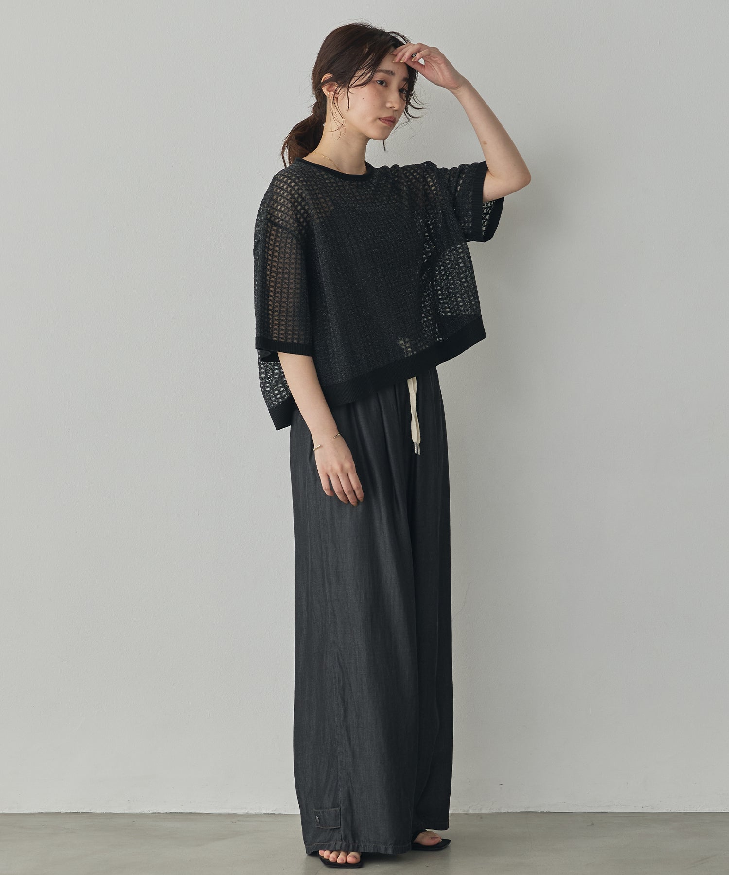 SEQUINED JACQUARD OPENWORK TOP