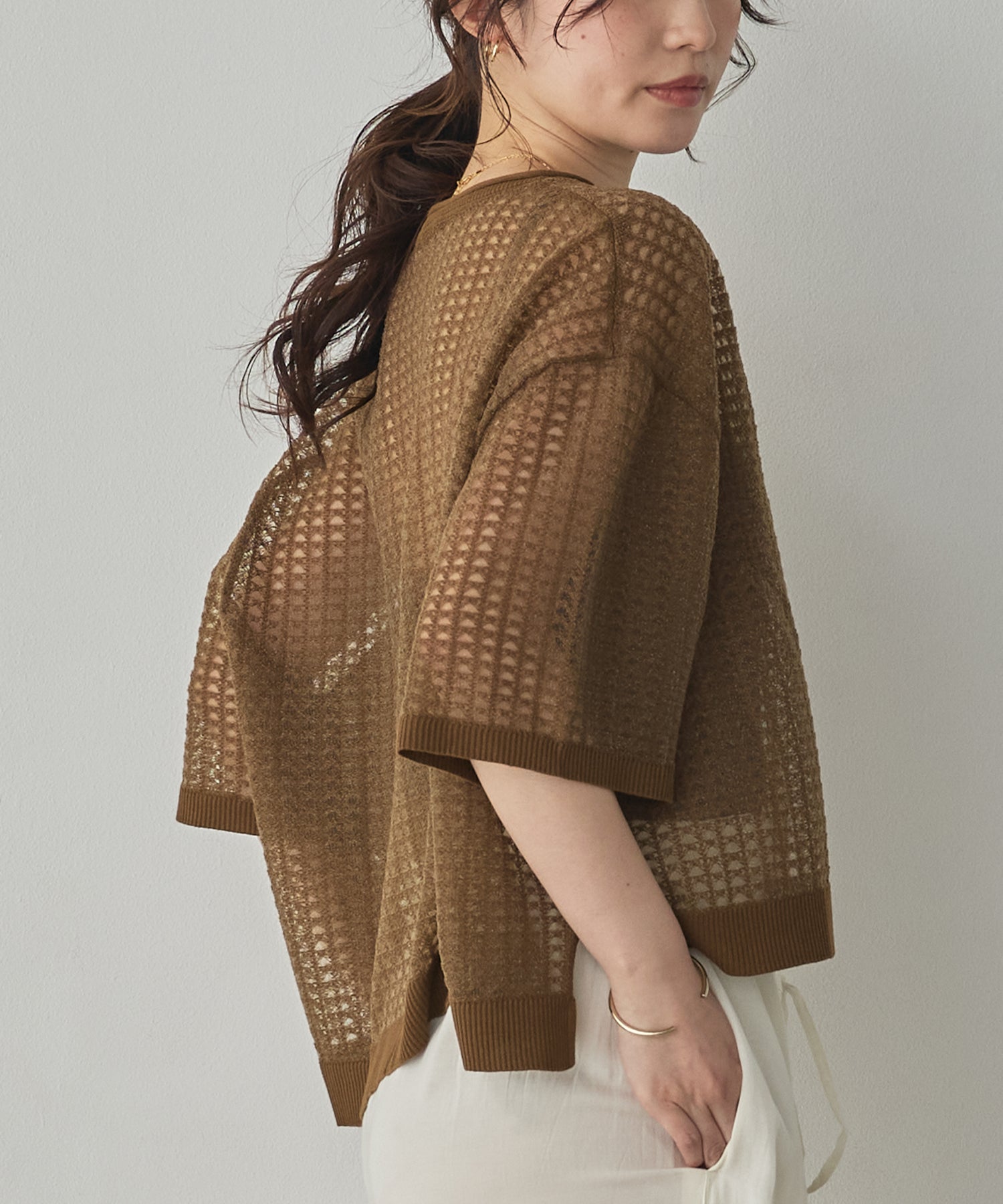 SEQUINED JACQUARD OPENWORK TOP