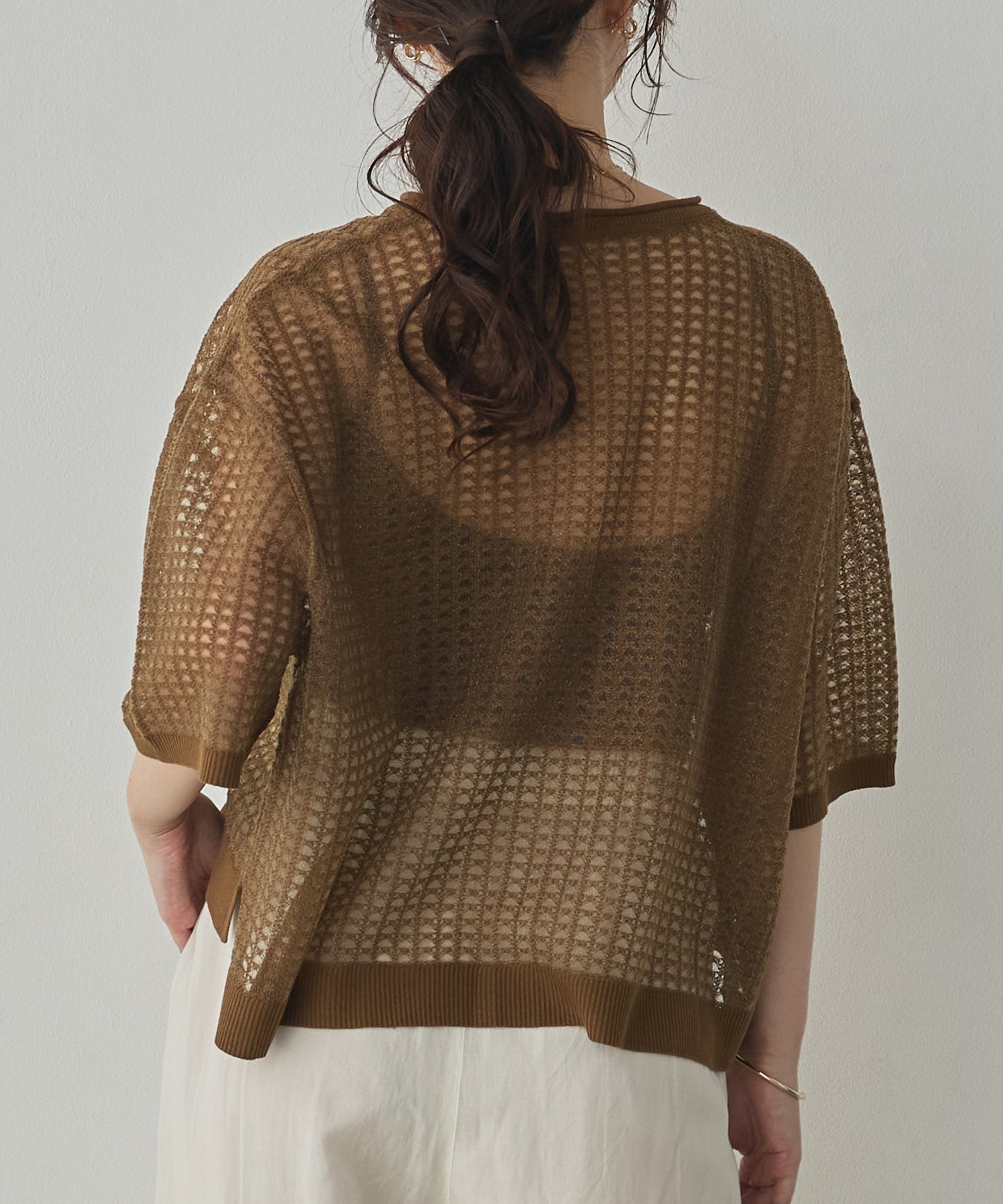 SEQUINED JACQUARD OPENWORK TOP