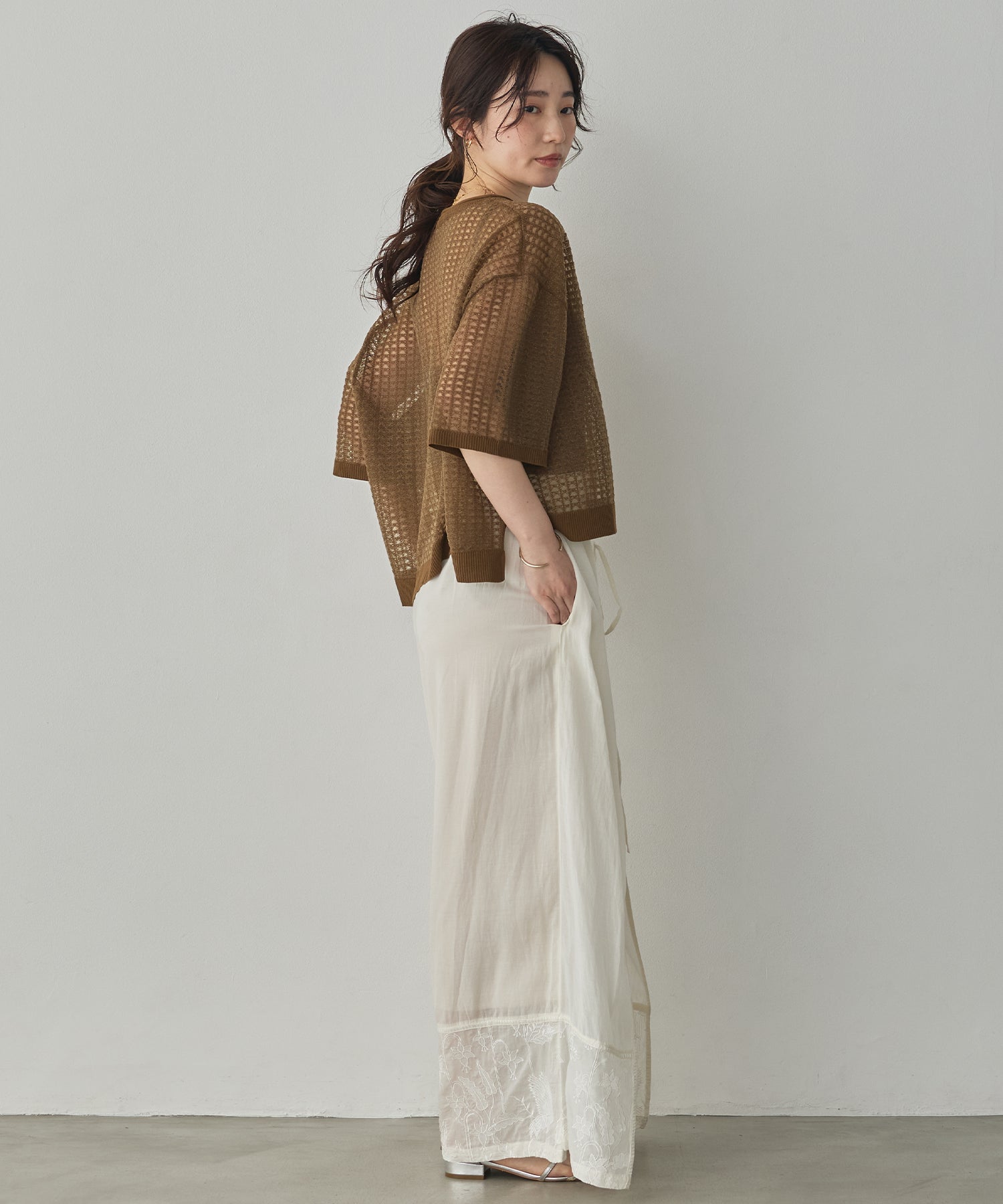 SEQUINED JACQUARD OPENWORK TOP