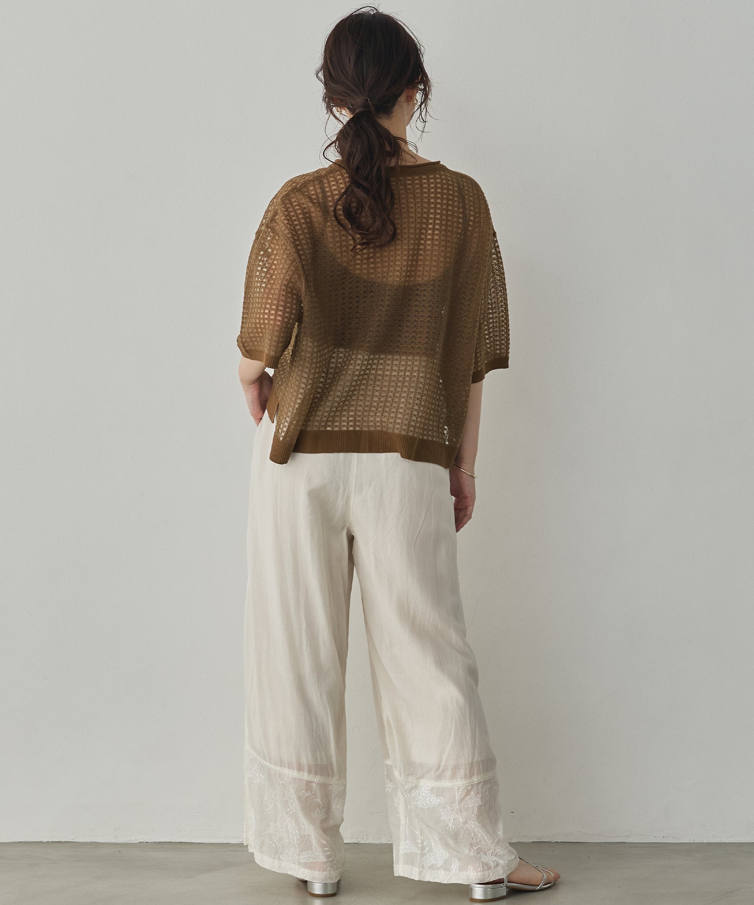 SEQUINED JACQUARD OPENWORK TOP