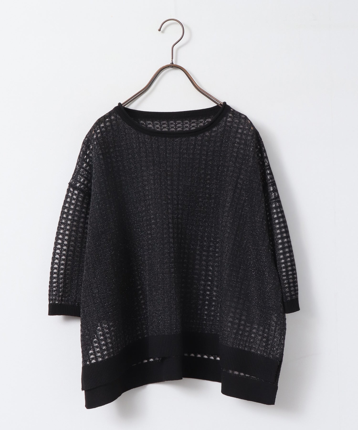 SEQUINED JACQUARD OPENWORK TOP