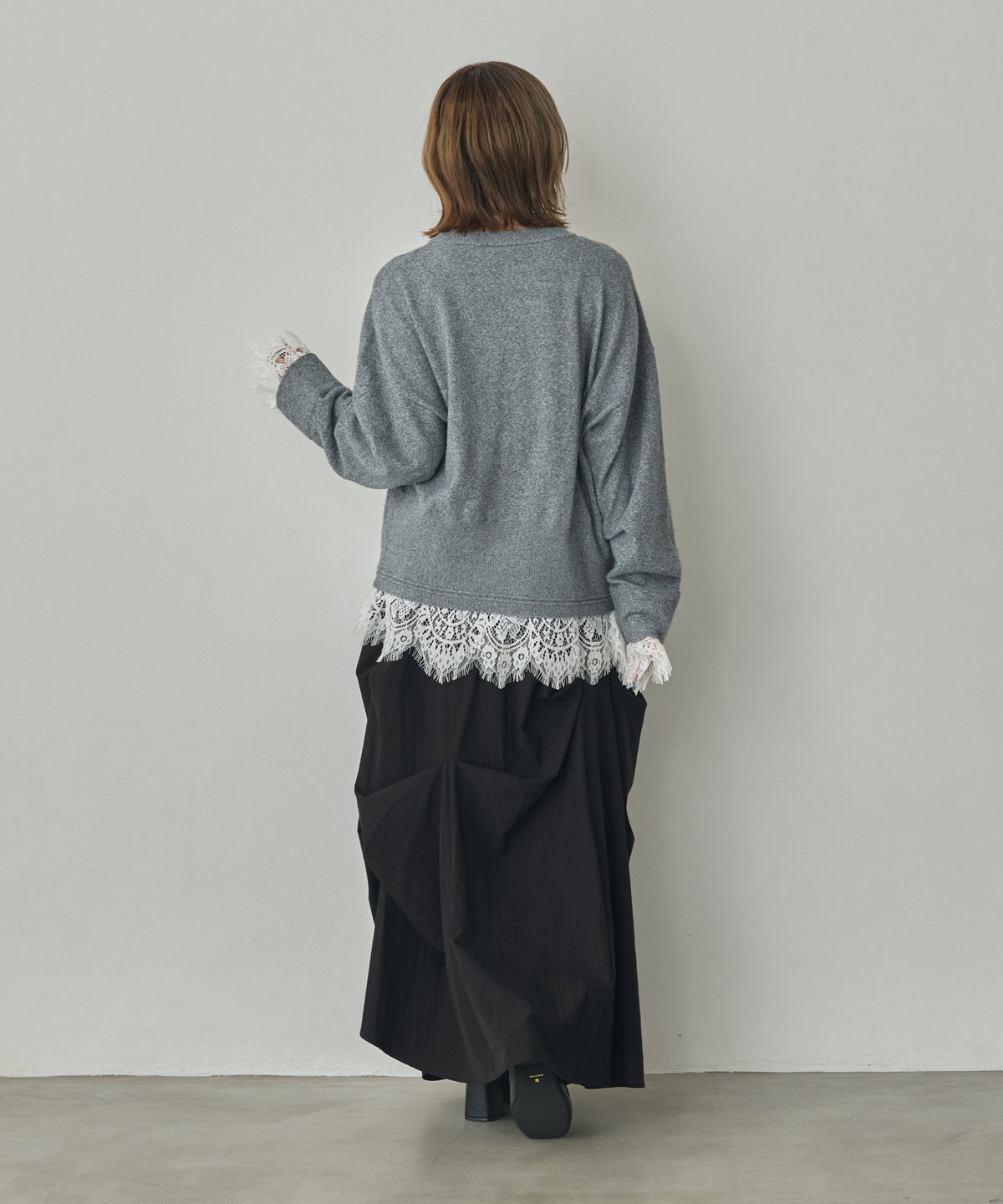 CASHMERE-TOUCH LACE-INLAID KNIT