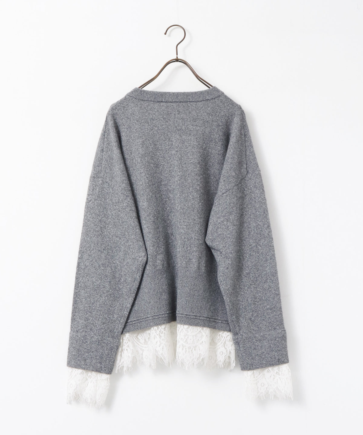 CASHMERE-TOUCH LACE-INLAID KNIT