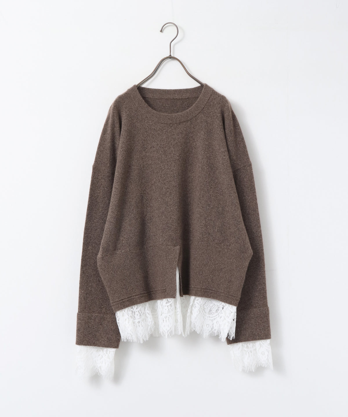 CASHMERE-TOUCH LACE-INLAID KNIT