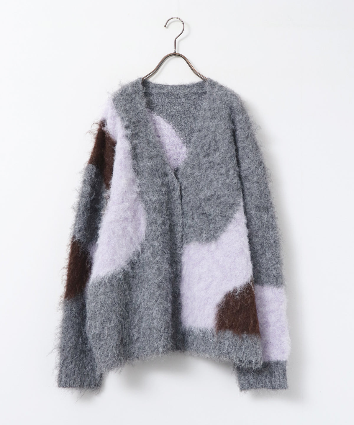 NUANCE-PATTERNED BLOCK KNIT CARDIGAN