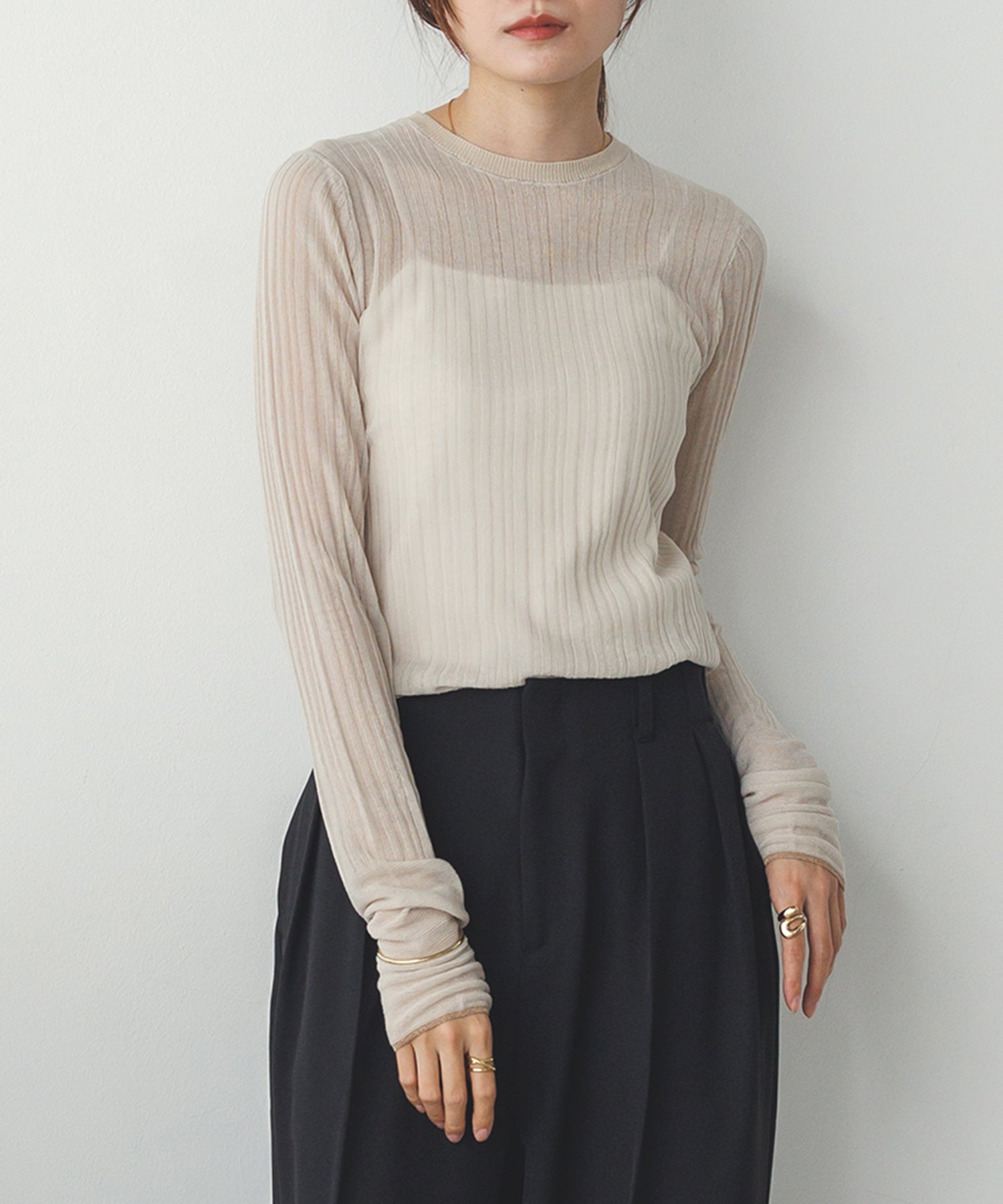 LIMITED] RANDOM RIB SHEER KNIT