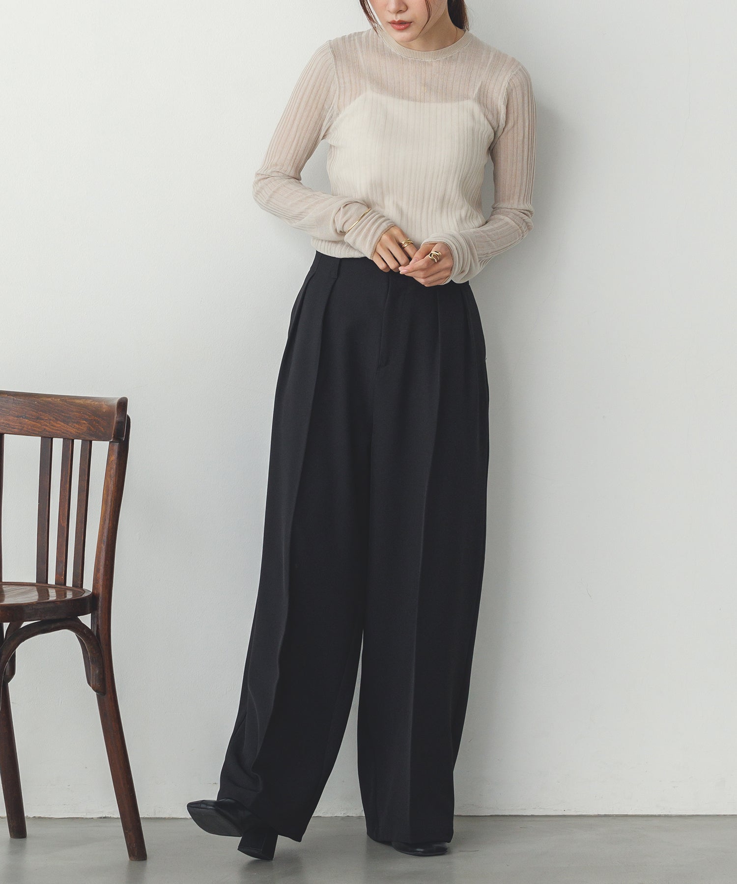 LIMITED] RANDOM RIB SHEER KNIT
