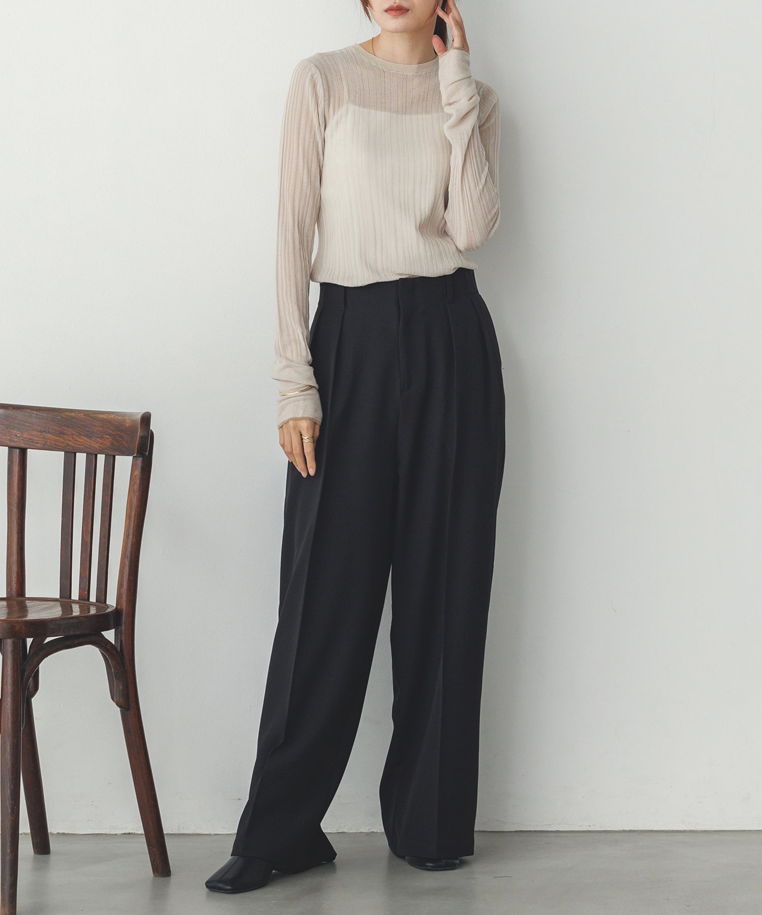 LIMITED] RANDOM RIB SHEER KNIT