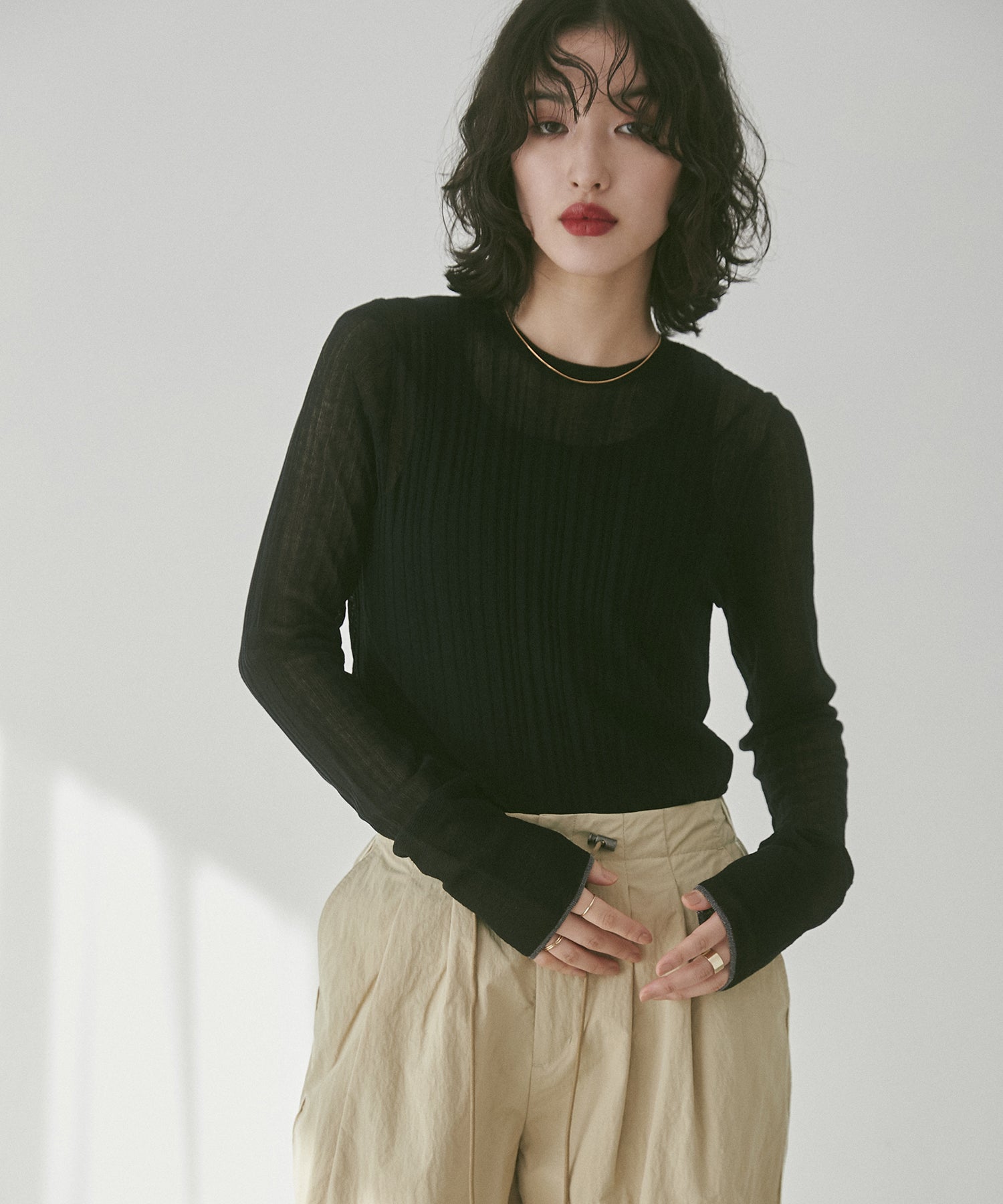 LIMITED] RANDOM RIB SHEER KNIT