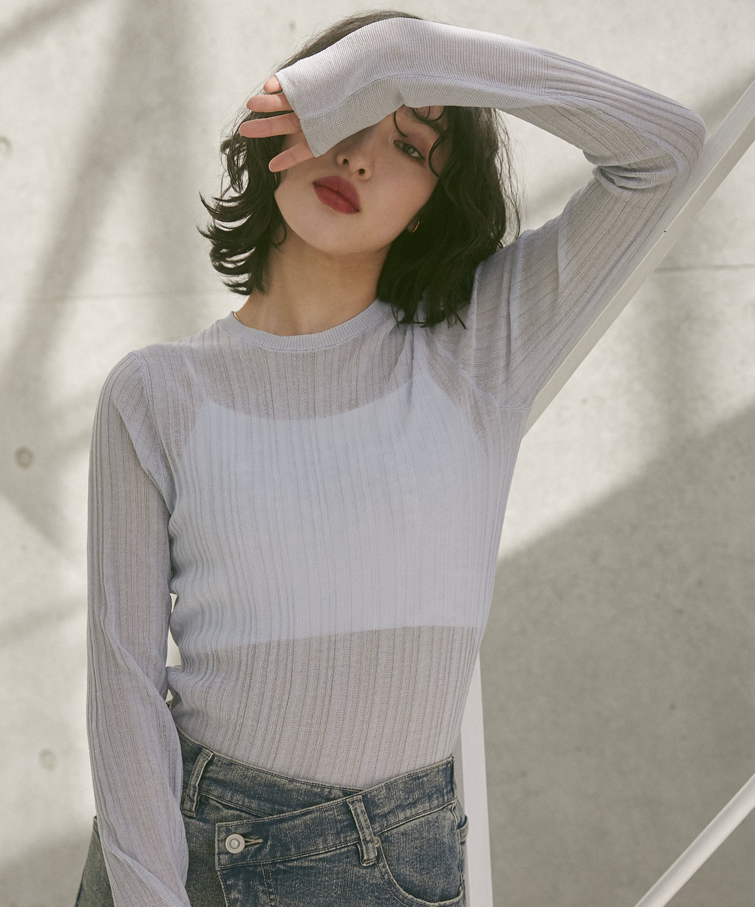 LIMITED] RANDOM RIB SHEER KNIT