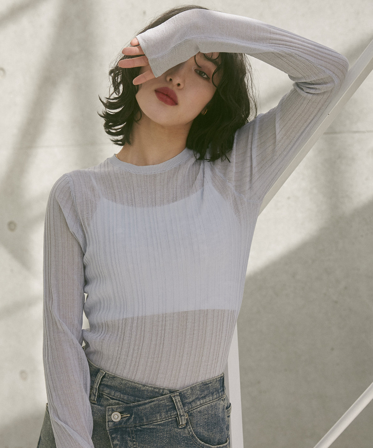 LIMITED] RANDOM RIB SHEER KNIT