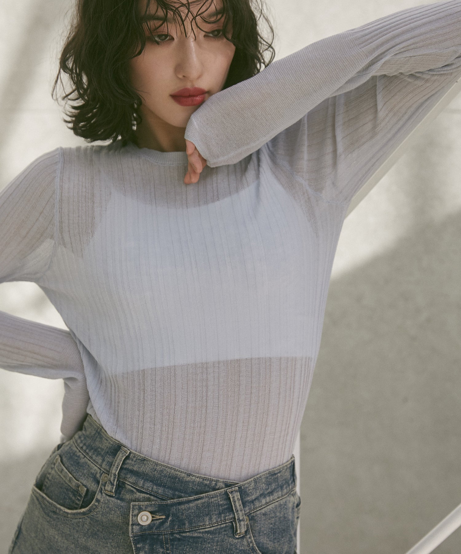 LIMITED] RANDOM RIB SHEER KNIT