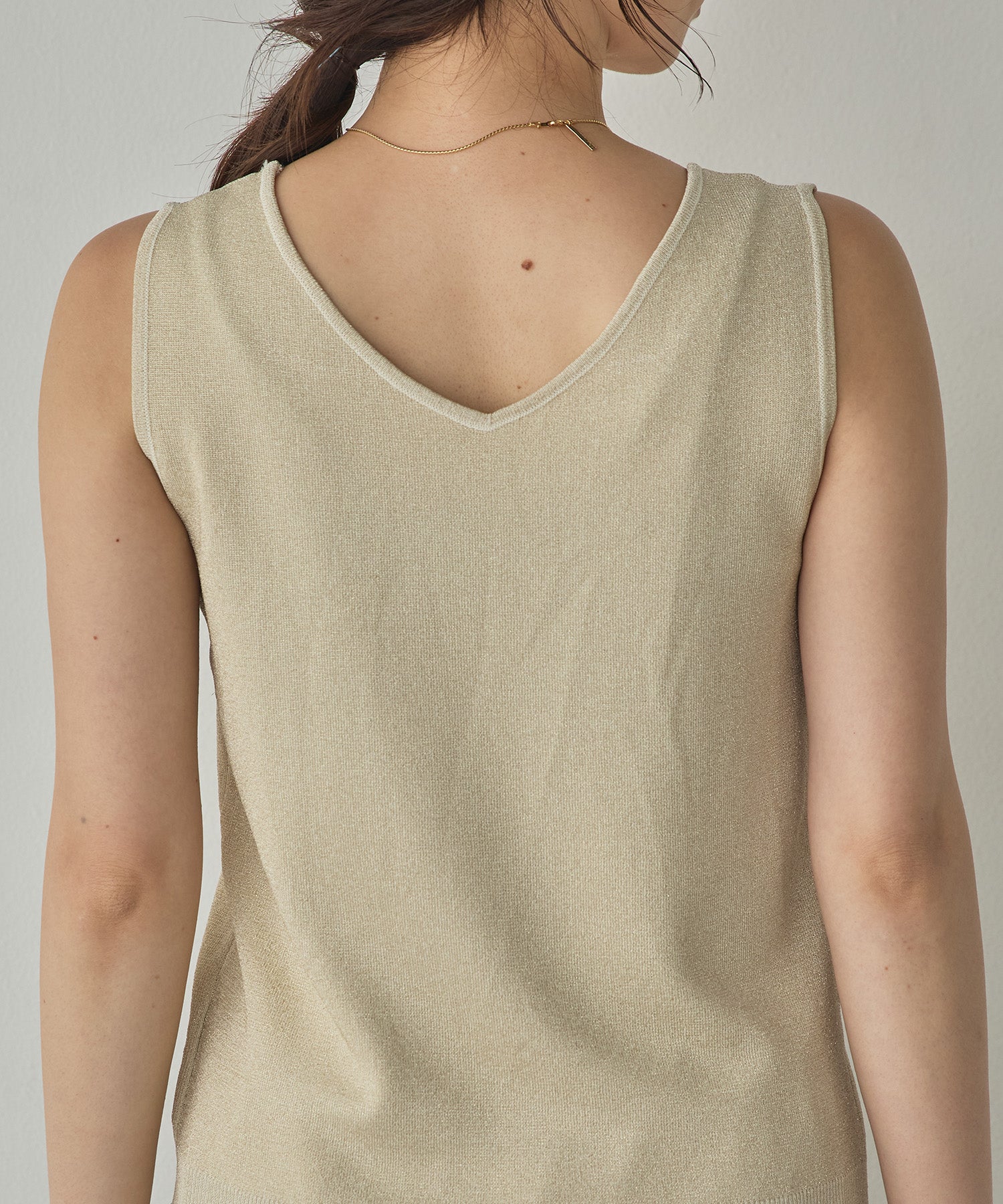 V-NECK SEQUIN-KNIT SQUARE-NECK TANK TOP