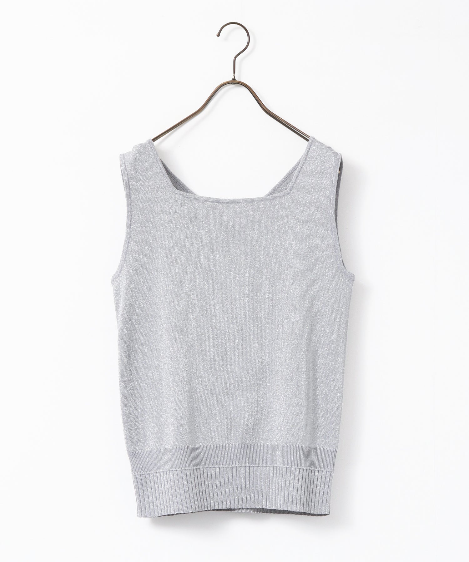 V-NECK SEQUIN-KNIT SQUARE-NECK TANK TOP