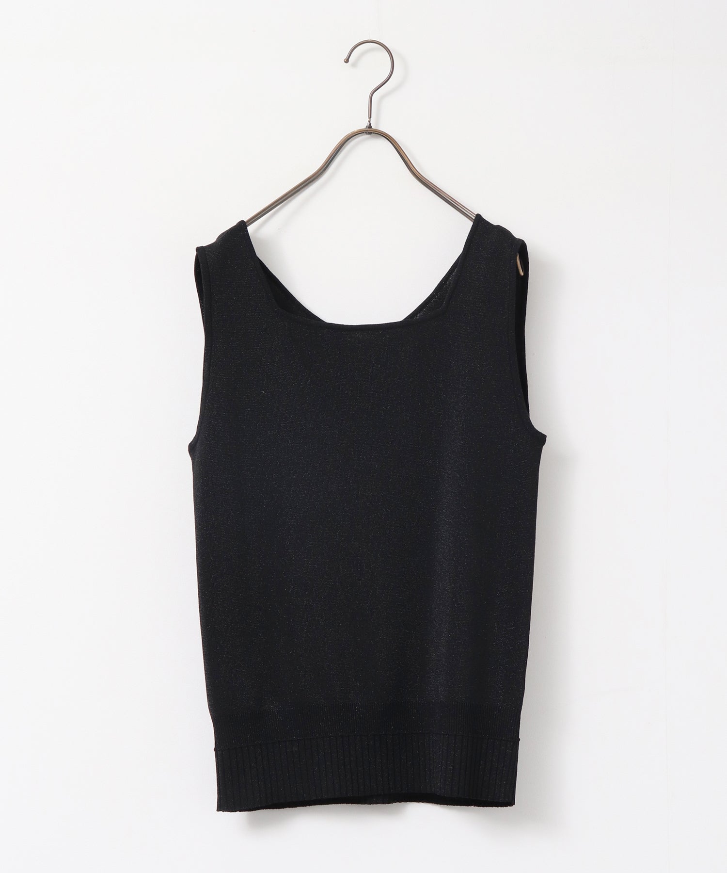 V-NECK SEQUIN-KNIT SQUARE-NECK TANK TOP
