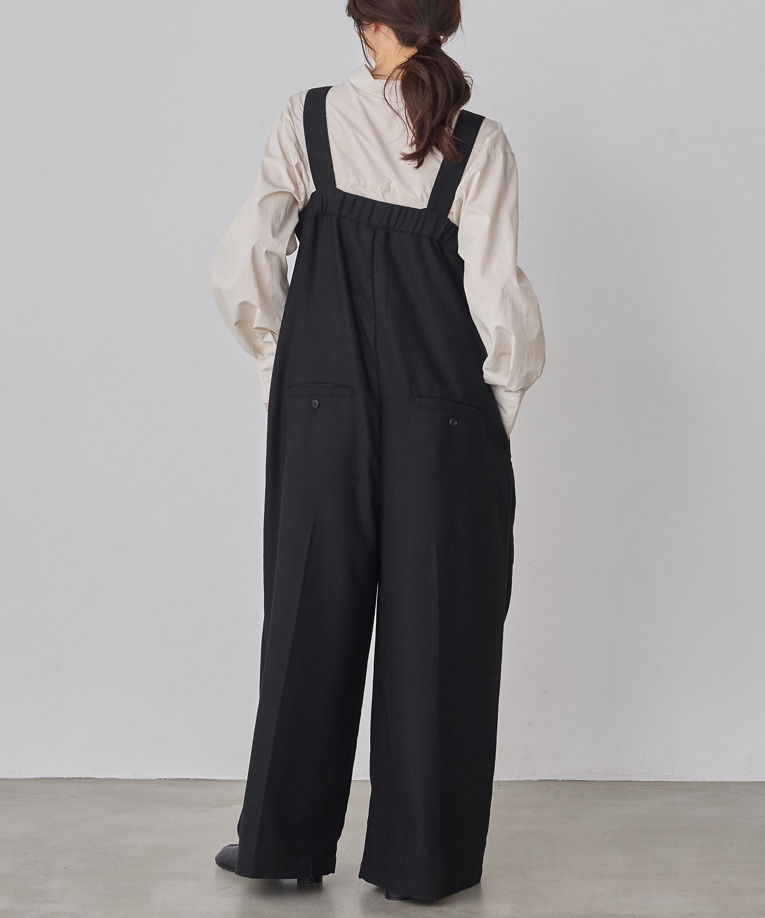 ウール混 ワイドサロペット