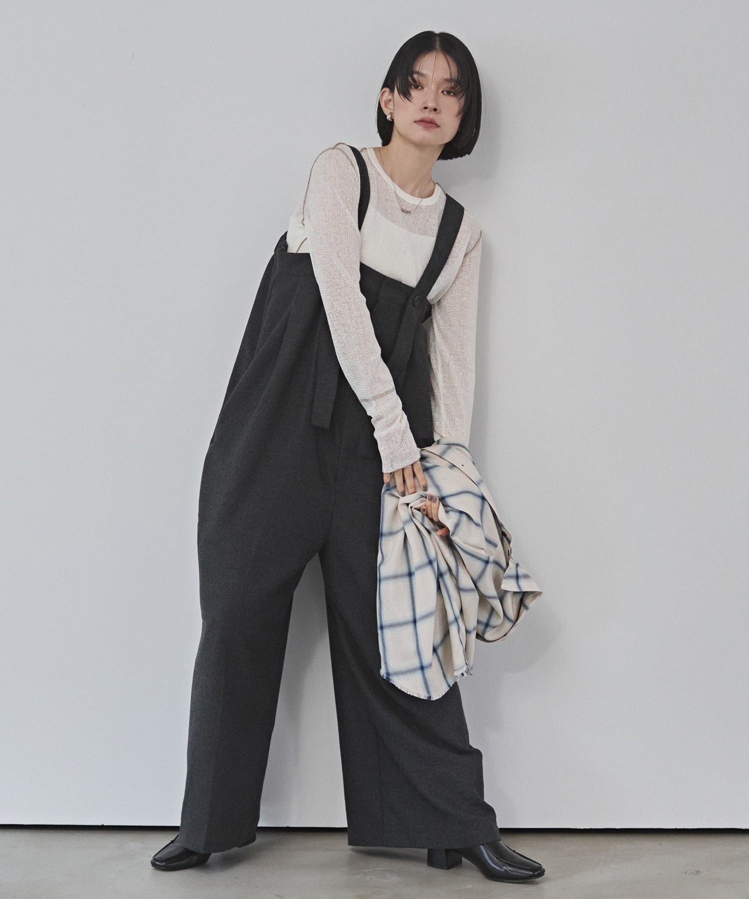 WOOL BLEND WIDE SALOPETTE