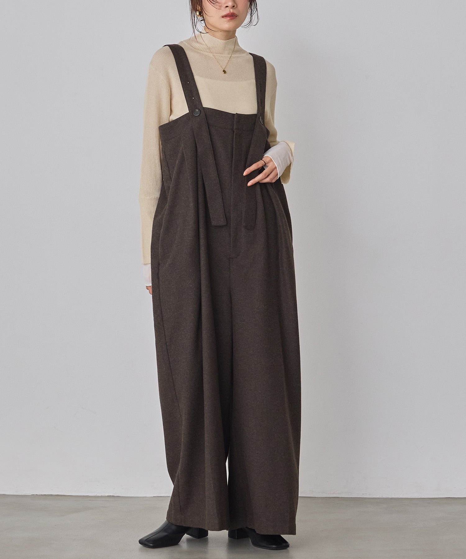 WOOL BLEND WIDE SALOPETTE