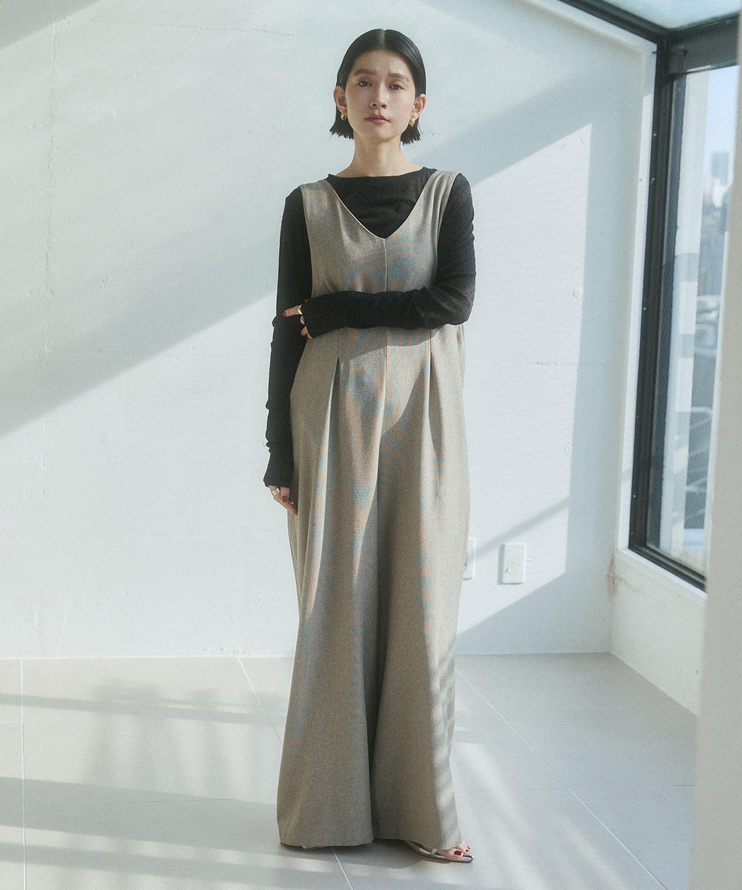 杢調 前後2WAY サロペット