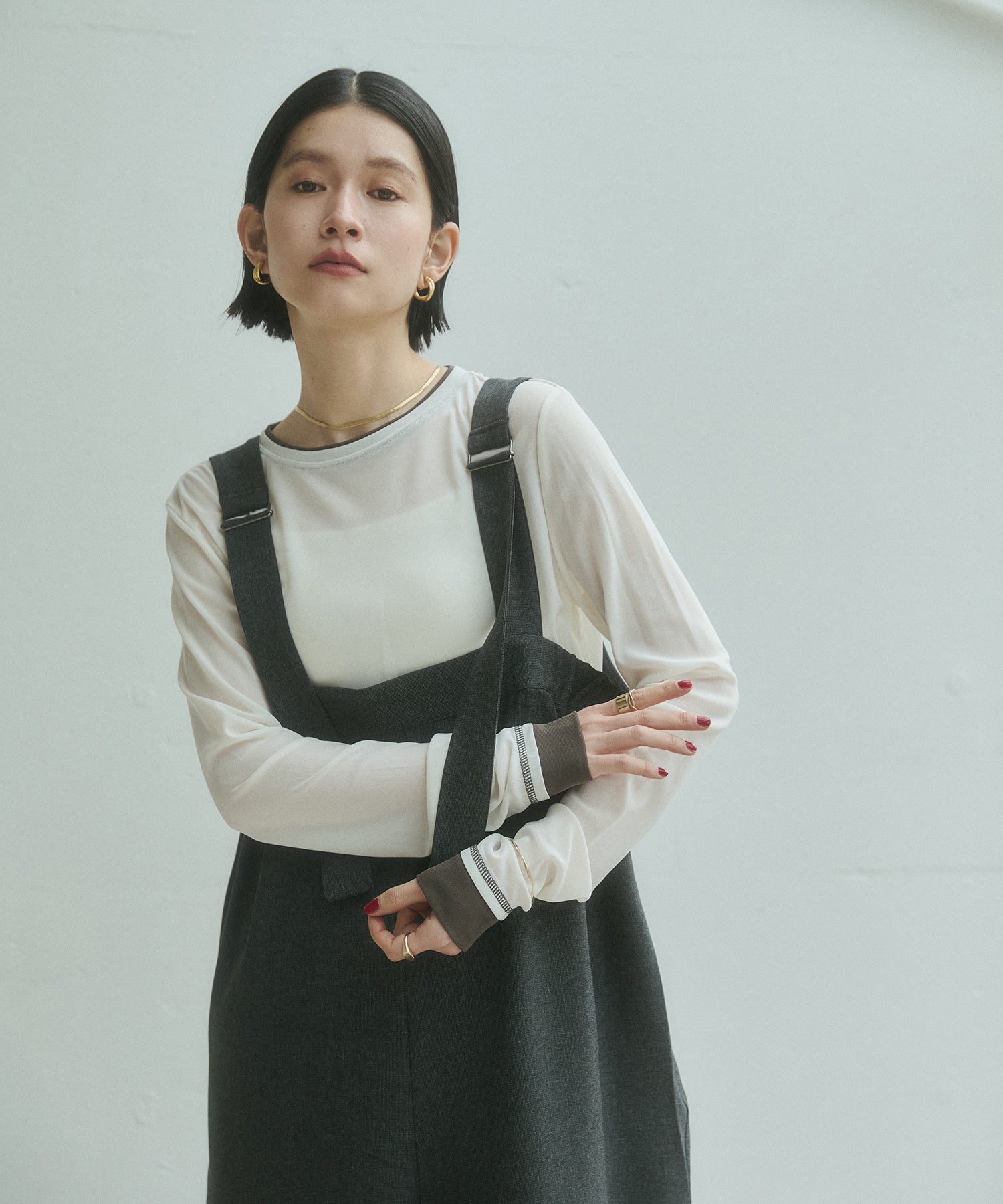 杢調 前後2WAY サロペット