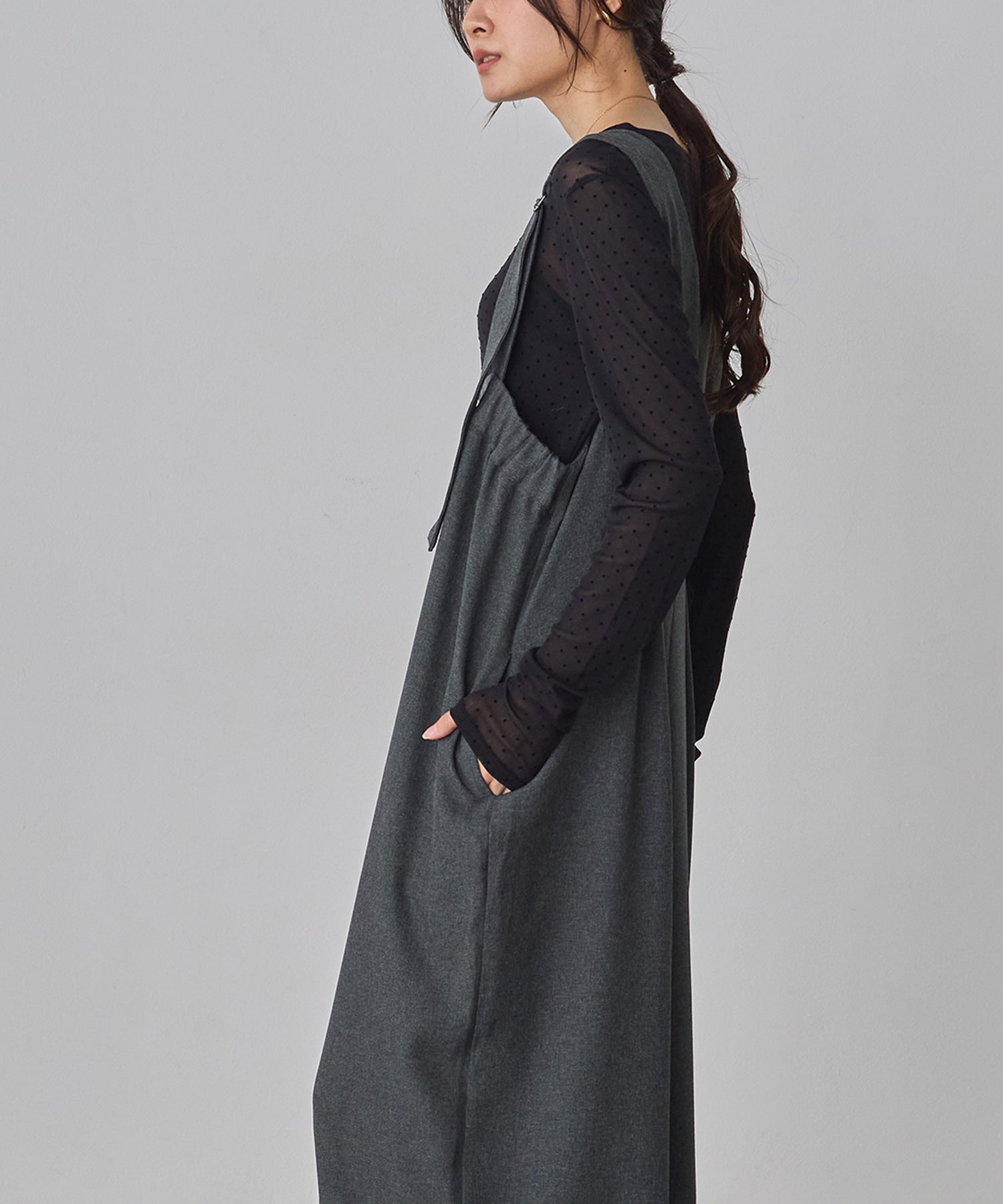 杢調 前後2WAY サロペット