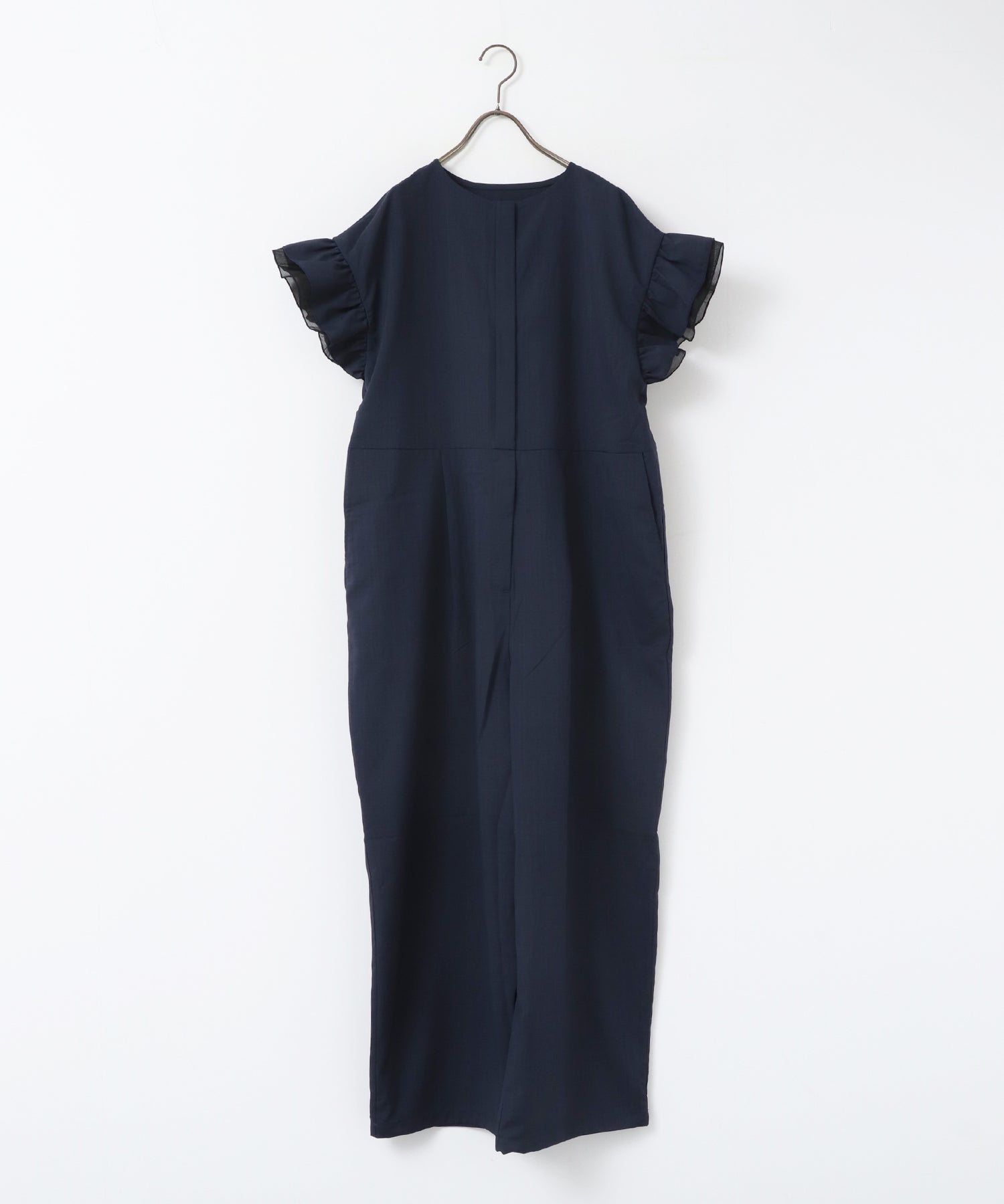 LINEN-LIKE RUFFLE-SLEEVE JUMPSUIT