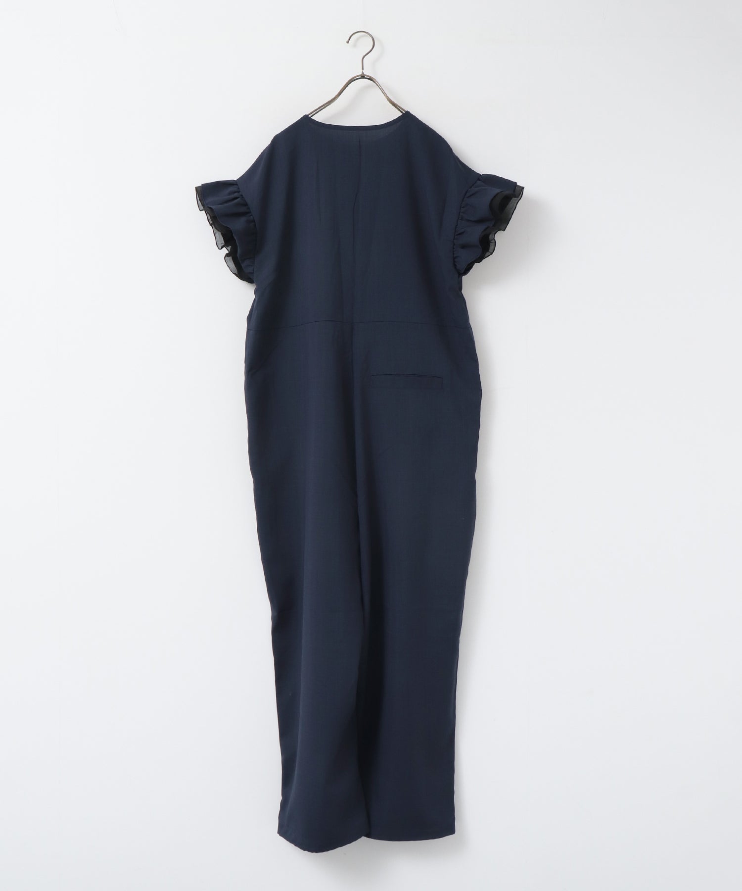 LINEN-LIKE RUFFLE-SLEEVE JUMPSUIT