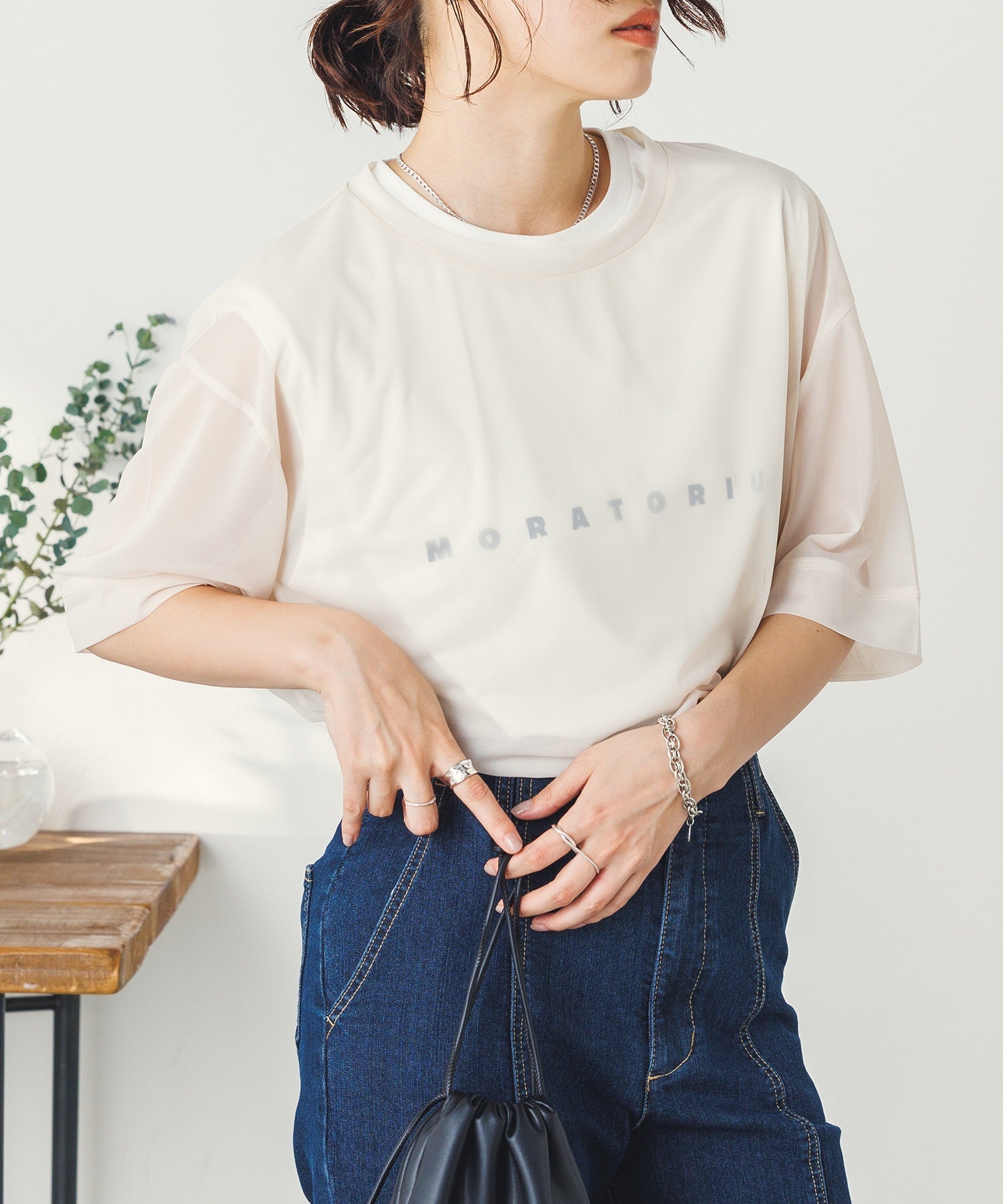 シアー半袖Tシャツ