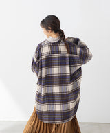 チェック柄 ビッグシルエット長袖シャツ